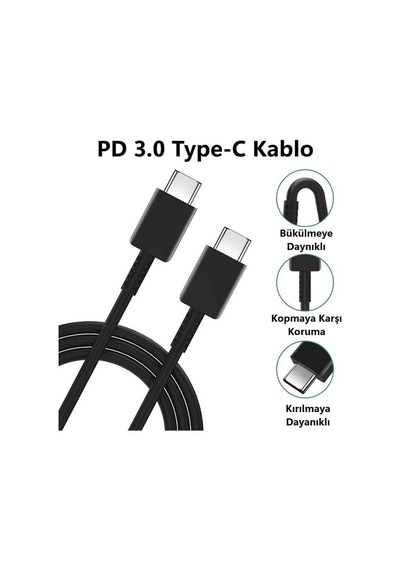 5 Adet 25w Süper Hızlı Typec Çıkışlı Başlık Adaptör Ve Typec To Typec 1m Kablo Şarj Set