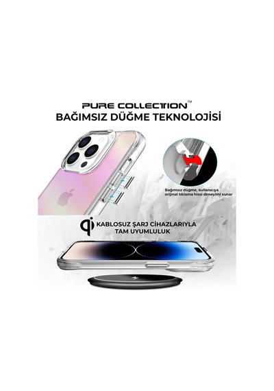 Bix Apple Uyumlu iPhone 14 Pro Max Pure Rainbow Renk Geçişli Şeffaf Kılıf Çizilmeye Dayanıklı Darbe Emici Pembe Bix Apple Uyumlu iPhone 14 Pro Max Pure Rainbow Renk Geçişli Şeffaf Kılıf Çizilmeye Dayanıklı Darbe Emici Pembe