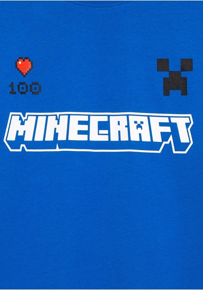Mavi - Minecraft Baskılı Mavi Tişört 6610477-82491