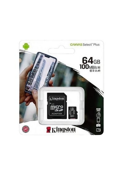 Kingston 64gb Canvas Select Plus Gen3 Micro Sdxc 100mb/s A1 Hafıza Kartı, Sdcs3/64gb