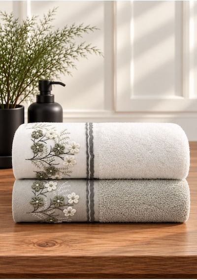 Özdilek Ditsy Garden Havlu Seti 2'li / 50 X 90 Yeşil-krem/yeşil