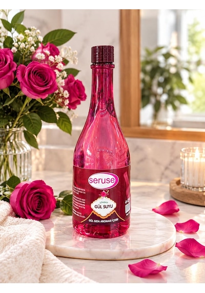 Seruse Gıdaya Eklenebilir İçilebilir Gıdaya Uygun Gül Aromalı Gül Suyu 400 ML