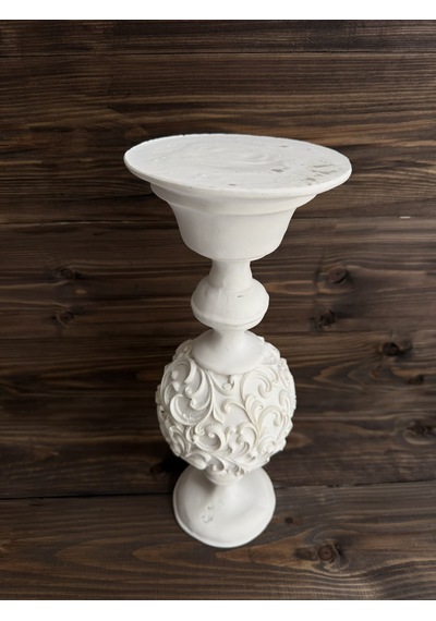 Ham Polyester Orb Dekoratif Şamdan 1 Beyaz