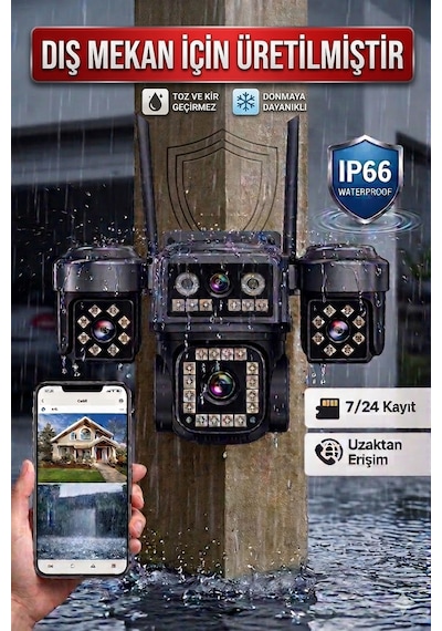 O-kam Ok202 Wifi 12mp 4 Lens Gece Görüş Sesli Lens Akıllı Güvenlik Kamerası
