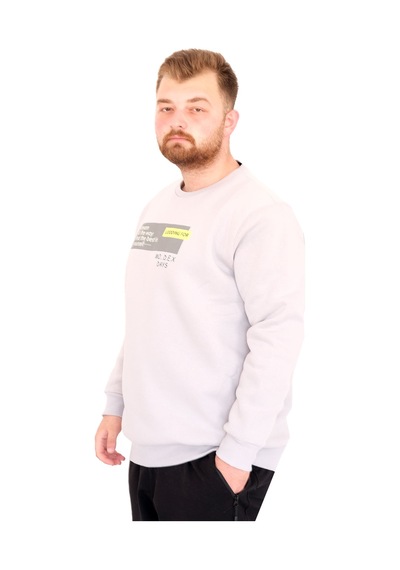Mode Xl Büyük Beden Erkek Bisiklet Yaka Sweatshirt Days U25801 A.gri Siyah