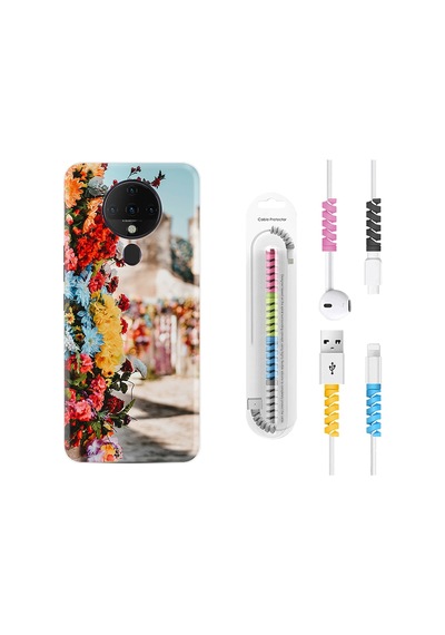 Tecno Spark 6 Kilif Kablo Koruyuculu Gerçek Çiçekler 1743 544156144
