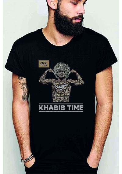 Ufc Khabib Time Baskılı Siyah Erkek Tshirt