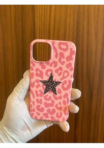 Apple iPhone Uyumlu 13/14 Leopar Baskılı İçi Kadife Silikon Telefon Kılıfı Pembe