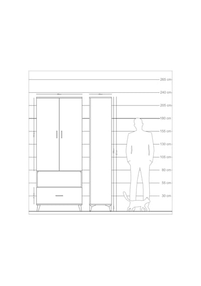 Arges Dolap 3 Raflı Tek Çekmeceli Tek Askılı 88x30x221 Çam-an... Çam