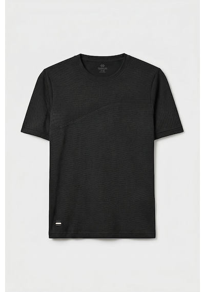 Tommy Life Siyah Rahat Form Yüzeyi Dokulu Ön Dikiş Detaylı Erkek T-shirt - 88437