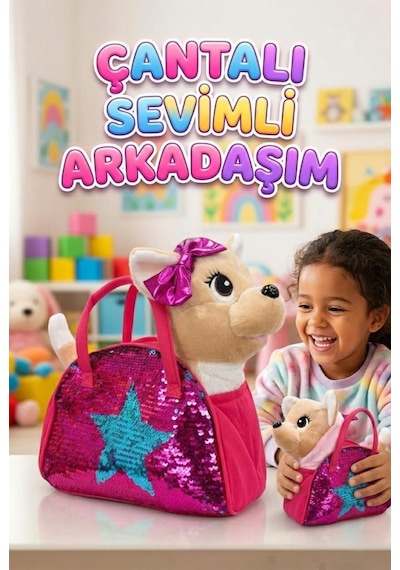 Çocuklar İçin İnteraktif Yürüyen Köpek Oyuncak Kurdeleli Yıldız Çantalı- Hareketli Ve Sesli Çok Renkli