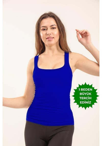 Balenbi Kadın Basic Geniş Askılı Uzun Penye Body 1068 Saks