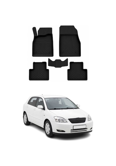 Toyota Corolla Hb 2002-2007 Uyumlu 4d Havuzlu Paspas Kauçuk Siyah 5 Parça