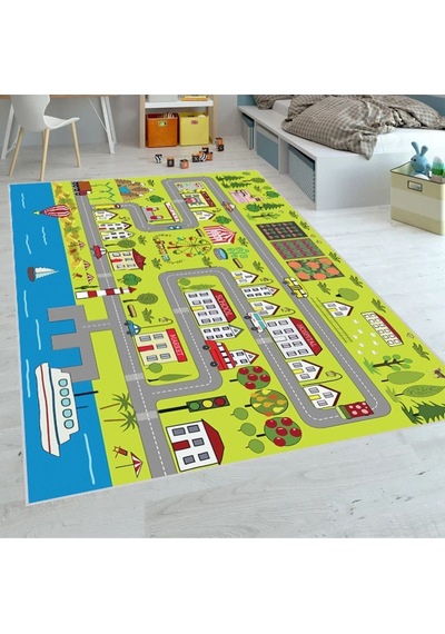 Eliana Home Baskılı, Yıkanabilir Kaymaz Taban Çocuk Halısı Eli4102-sd630 Yeşil