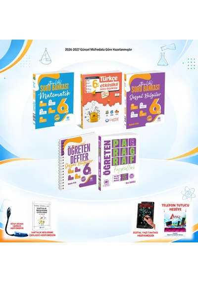Çanta Yayınları 2026-2027 6. Sınıf Tüm Dersler 5 Kitap Mat-türkçe-sos Soru/sos Defter/paragraf Set