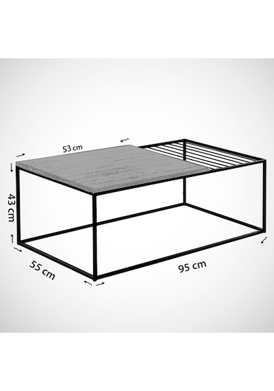 Zinus Orta Sehpa Metal & Orta Masa Kafkas Meşe / Metal Ayaklı