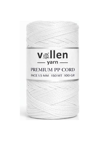 1.5mm-150mt Polyester Makrome Ipi, Supla Ipi, Çanta Ipi, Bileklik Ipi, Makrame, Beyaz