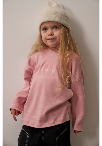 Oh La La Koala Pembe Nakışlı Oversize Uzun Kollu T-shirt Pembe