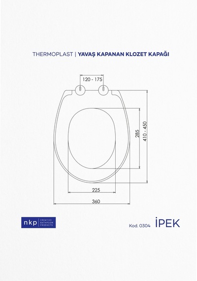 İpek Oval Klozet Kapağı Yavaş Kapanır / Soft Close Beyaz