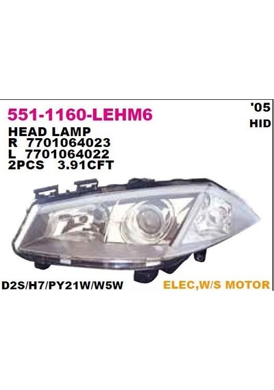 Megane 2 Ön Sol Far Motorlu Zenonlu Tip 7701064023