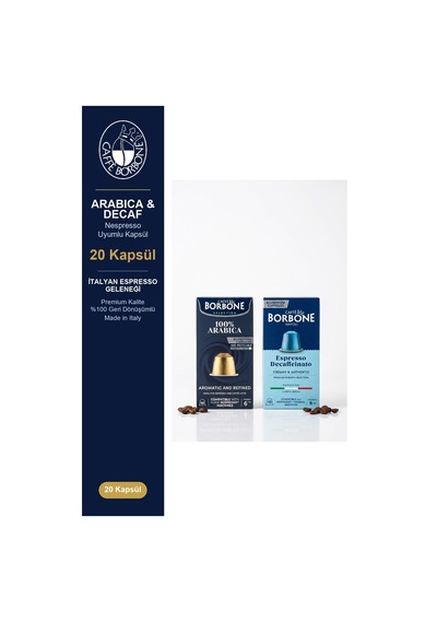 Caffe Borbone Arabica Ve Decaf 20'li Kapsül - Nespresso Uyumlu, Hassas Damak Kapsül Kahve