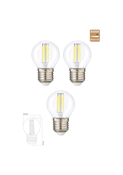 Led Filament Rustik Ampul 6 Watt E27 Beyaz Işık 3'lü Erd-247