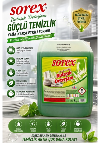 Bulaşık Deterjanı 5 Litre Güçlü Yağ Çözücü Etkili Temizlik - 881895145