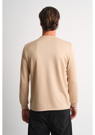Alexander Gardi Alexandergardı Uzun Kollu Bisiklet Yaka Basic Sweatshirt Bej