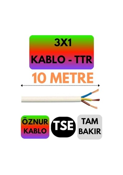 Öznur 3x1 Ttr Kablo, 10 Metre, Beyaz