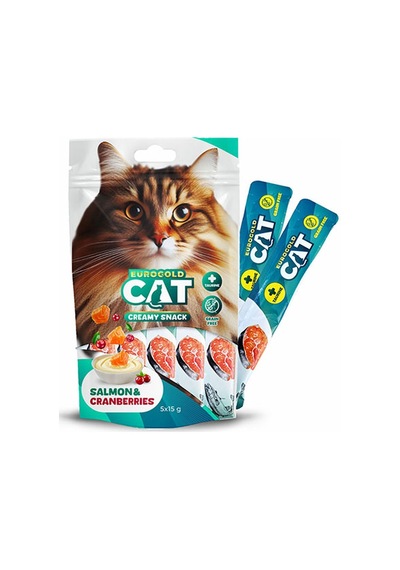 Euro-gold - 538 - Cat Sıvı Kedi Ödülü Somon - - Csmo-tex - Kızılcık 5x15gr