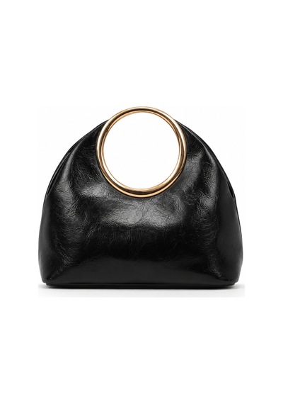 Nura Collection Milano Icon Gold Metal Saplı Kadın El Ve Omuz Çantası Siyah - 896351481 Siyah