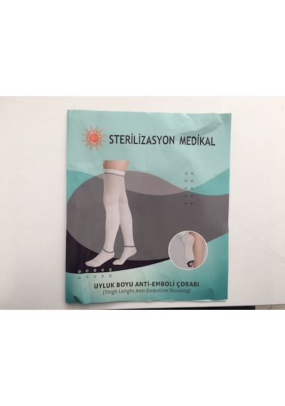 Emboli Çorabı Beyaz Standart L Açık Diz Üstü
