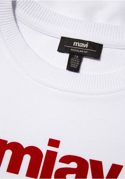 Mavi - Miav Baskılı Beyaz Sweatshirt 6610031-602 Beyaz