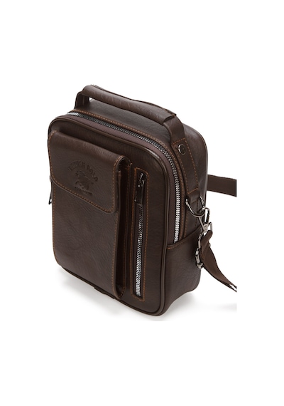 Newish Polo Erkek Deri Kapaklı Omuz Ve El Çantası 17x22cm New337 Kahverengi - Taba