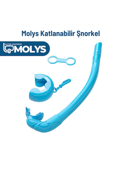 Molys Katlanabilir Şnorkel Hafif, Taşınabilir Ve Konforlu Kullanım Yer Kaplamaz Mavi