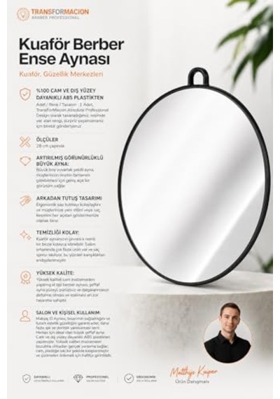 Profesyonel Kuaför Berber Ense Tıraş Aynası Kulplu Ense Aynası 720475 Genel