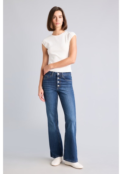 Defacto Mıa Düğmeli Flare Fit Normal Bel Jean Pantolon I4311ax26wnnm34 Mavi-nm34