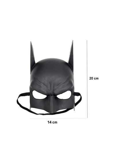 Siyah Renk Çocuk Boy Arkadan Lastikli Batman Maskesi A Kalite 20x14 Cm Yetişkin