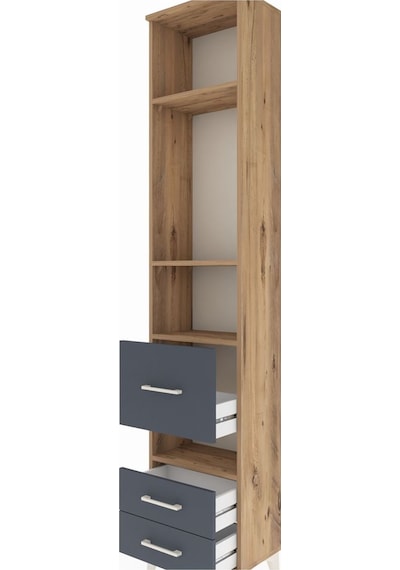 Arges Dolap 4 Raflı 3 Çekmeceli 44x30x221 Çam-antrasit Çam