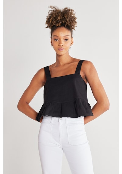 Wrangler Regular Fit Normal Kesim %100 Pamuk Kare Yaka Siyah Askılı Bluz Siyah