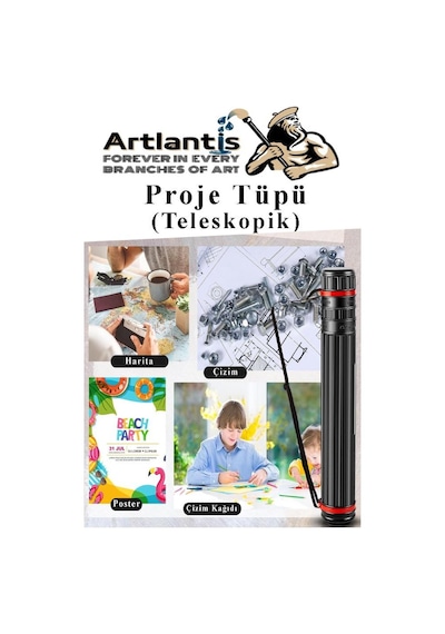 Proje Tüpü Dar 1 Adet 35x50 Cm Resim Kağıdı 25 Adet Bozuka Proje Tüpü Silindir Proje Tüpü