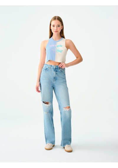 LOFT Crop Kadın Atlet Mavi