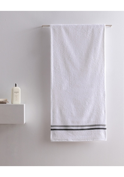 Madame Coco Rosabelle Pamuklu Banyo Havlusu - Beyaz/gri - 70x140 Cm 8684427297308