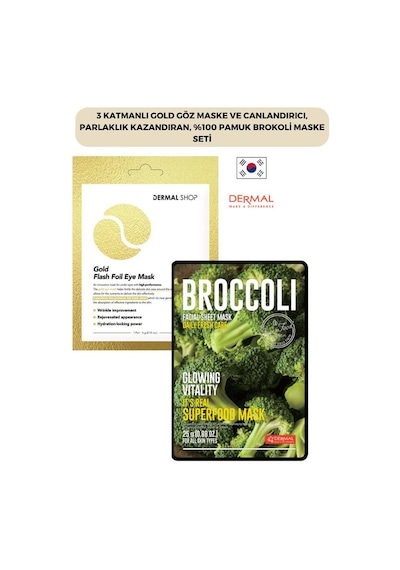 Dermal 3 Katmanlı Gold Göz Maskesi + Brokoli Maskesi 23 G