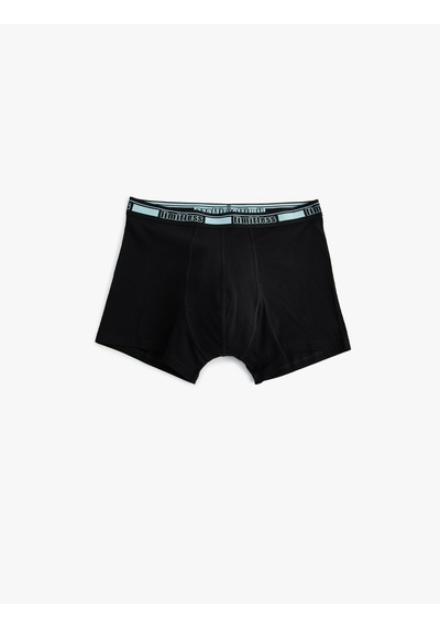 Koton 3'lü Boxer Seti Slim Fit Slogan Baskılı Pamuklu Siyah 5slm90009mk
