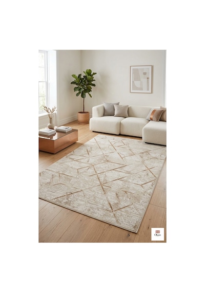 Premium Geometrik Desenli Akrilik Salon Halısı - 462.000 Vuruş Sık Dokuma - Leke Tutmaz Çok Renkli