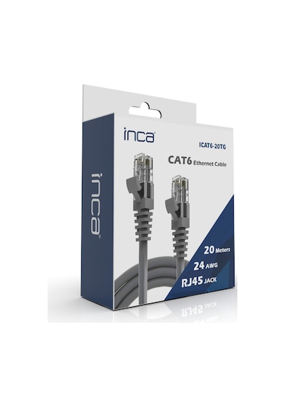 Inca Icat6-30tg Cat6 15 Metre 250mhz 1000mbps Utp Ethernet İnternet Ağ Kablosu 23awg Rj45 Gri