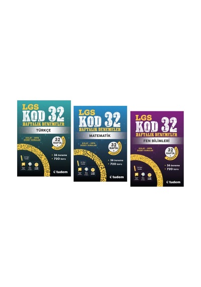 Tudem Yayınları 8.sınıf Lgs Kod 32 Türkçe - Matematik - Fen Bilimleri Haftalık Deneme