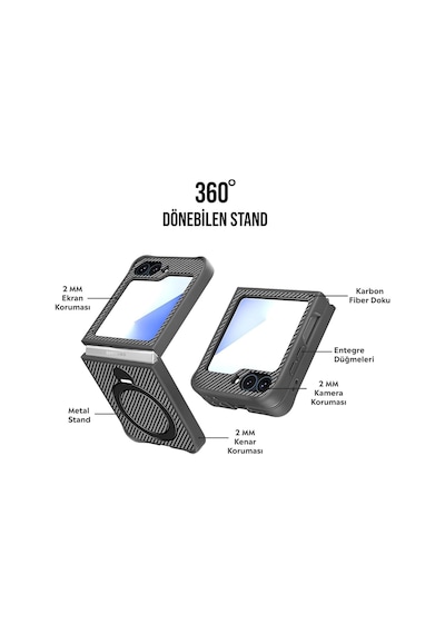 Samsung Galaxy Z Flip 6 Uyumlu Magsafe Manyetik Halkalı Kılıf 360 Döner Yüzük Standlı, Karbon Fiber Desenli, Kamera Korumalı, Darbelere Ve Çizilmelere Dayanıklı Kapak Gri Samsung Galaxy Z Flip 6 Uyumlu Magsafe Manyetik Halkalı Kılıf 360 Döner Yüzük Standlı, Karbon Fiber Desenli, Kamera Korumalı, Darbelere Ve Çizilmelere Dayanıklı Kapak Gri