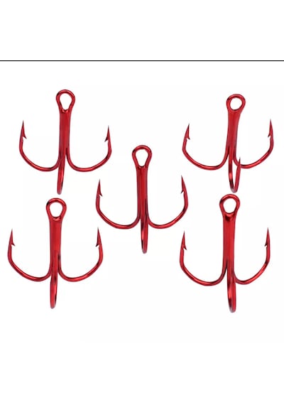 S.F. Jig Kırmızı Üçlü Iğne - 2 No - Jig, Rapala, Silikon ve Şamandıralar Için - 6 Adet